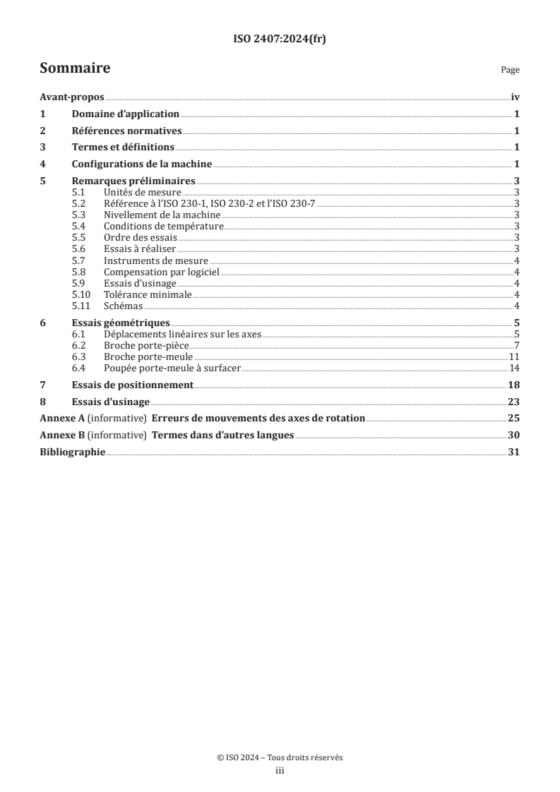 ISO 2407:2024 - Conditions d'essai des machines à rectifier les surfaces de révolution intérieures à broche horizontale — Contrôle de l’exactitude
Released:30. 08. 2024