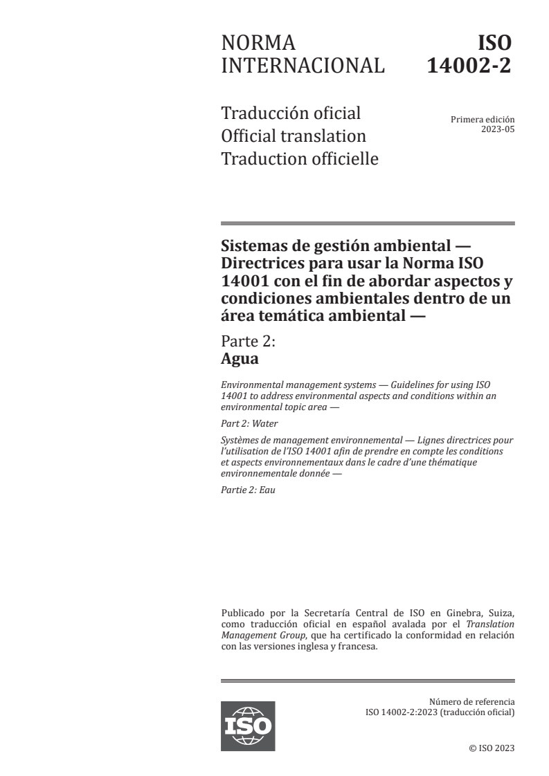 ISO 14002-2:2023 - Environmental management systems — Guidelines for using ISO 14001 to address environmental aspects and conditions within an environmental topic area — Part 2: Water
Released:12/2/2024