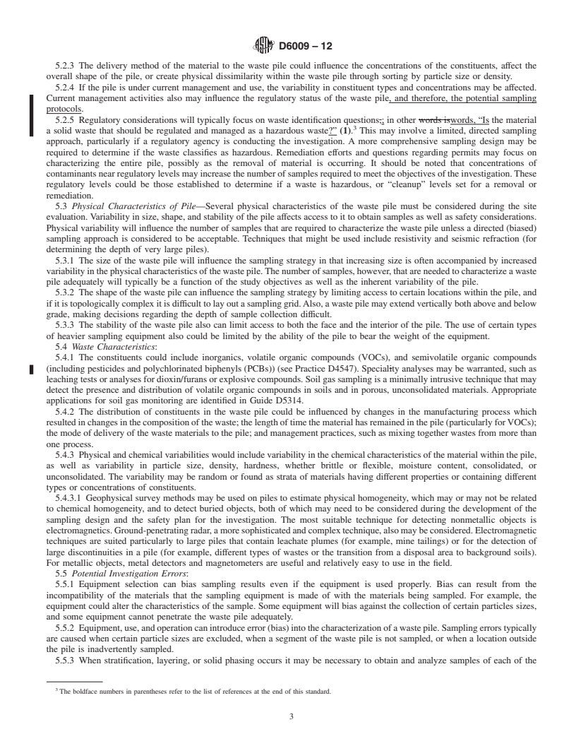 REDLINE ASTM D6009-12 - Standard Guide for  Sampling Waste Piles