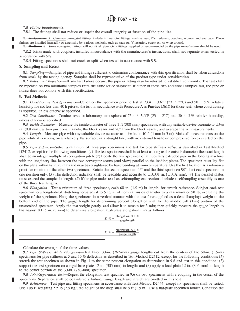 REDLINE ASTM F667-12 - Standard Specification for  3 through 24 in. Corrugated Polyethylene Pipe and Fittings