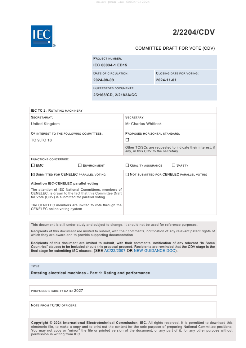 prEN IEC 60034-1:2024 - BARVE