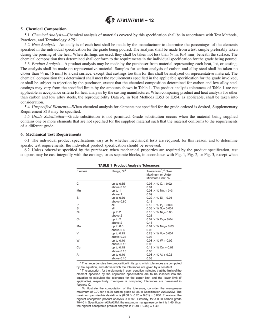 REDLINE ASTM A781/A781M-12 - Standard Specification for  Castings, Steel and Alloy, Common Requirements, for General Industrial Use