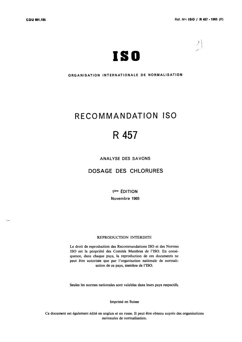 ISO/R 457:1965 - Title missing - Legacy paper document
Released:1/1/1965