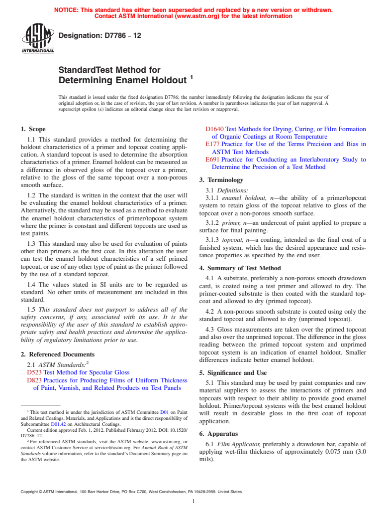 ASTM D7786-12 - Standard Test Method for Determining Enamel Holdout