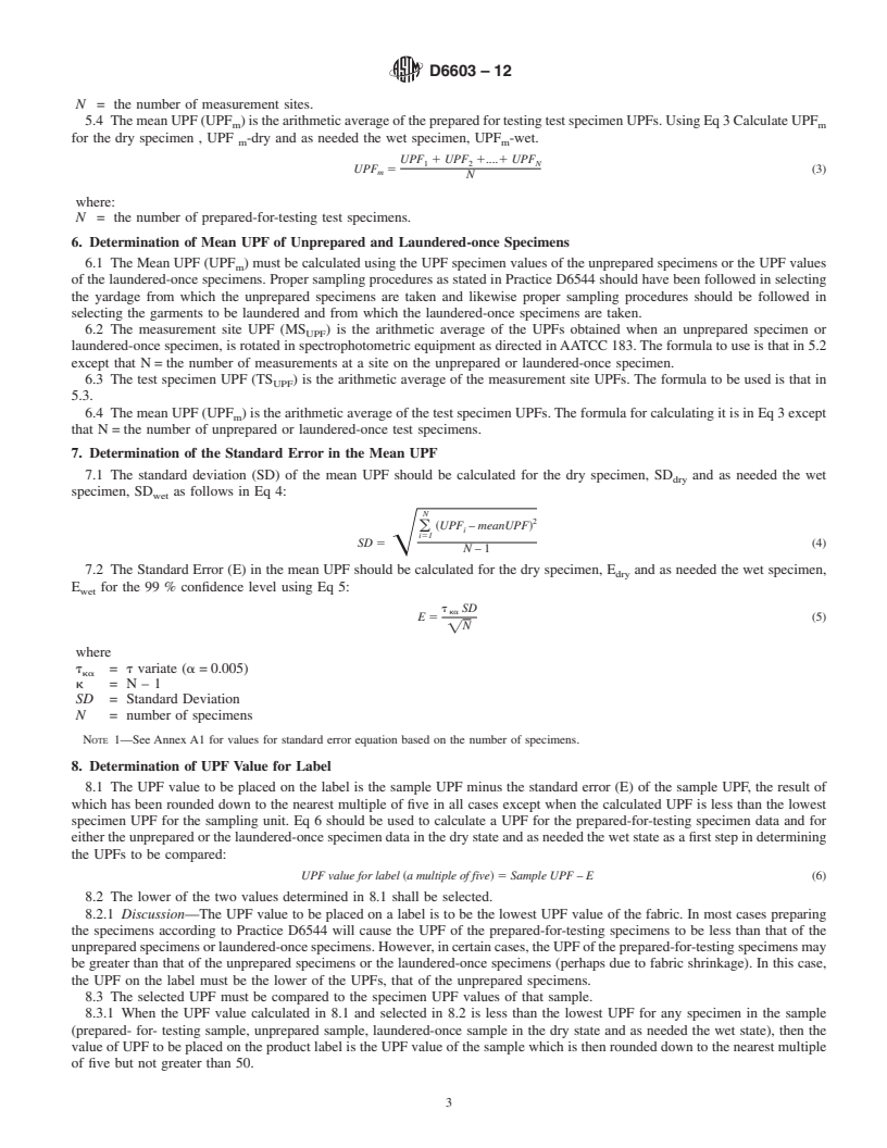 REDLINE ASTM D6603-12 - Standard Specification for Labeling of UV-Protective Textiles