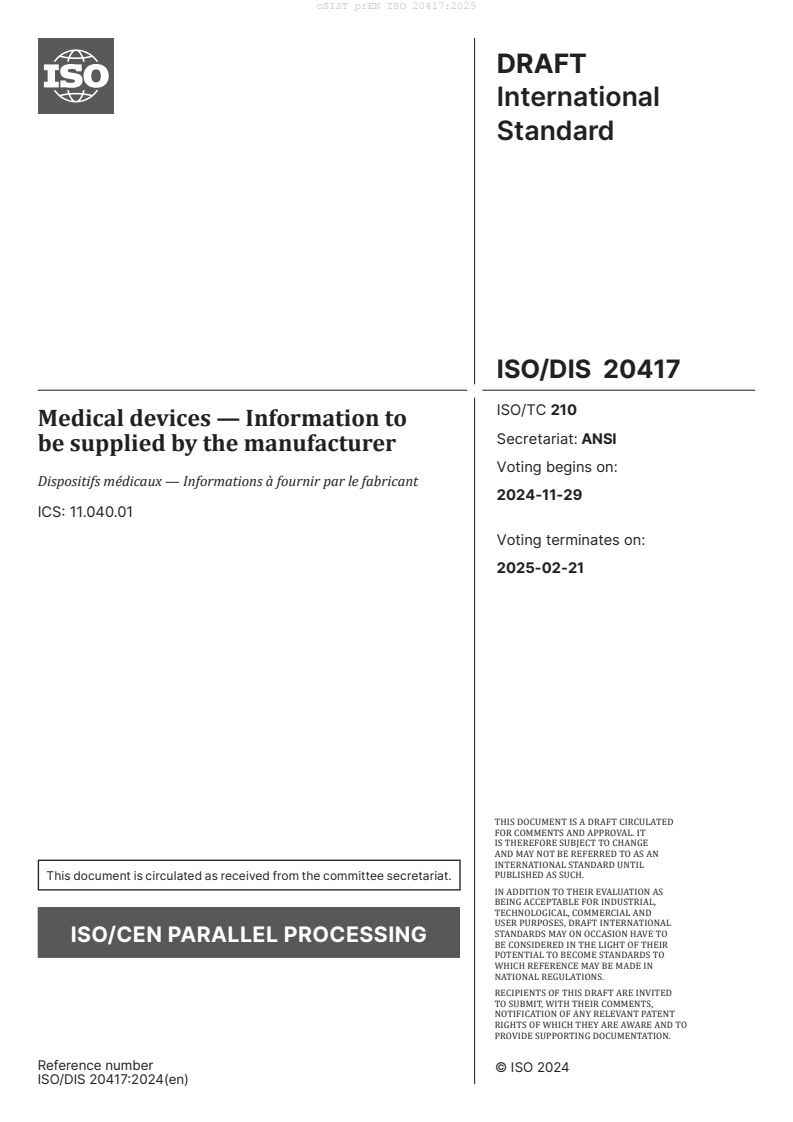 prEN ISO 20417:2025 - BARVE