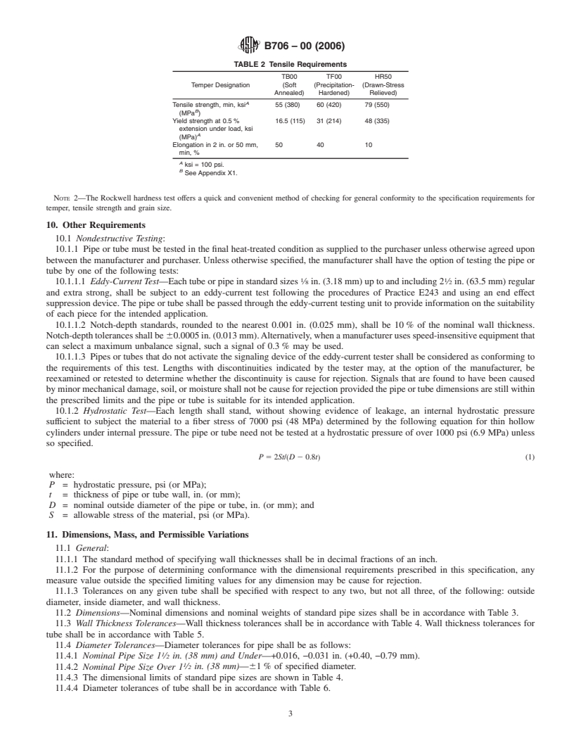 REDLINE ASTM B706-00(2011) - Standard Specification for Seamless Copper Alloy (UNS No. C69100) Pipe and Tube