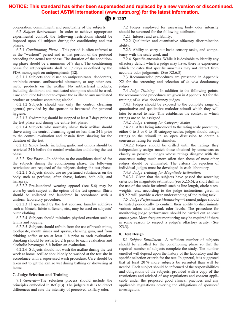 ASTM E1207-87(1997) - Standard Practice for The Sensory Evaluation of Axillary Deodorancy