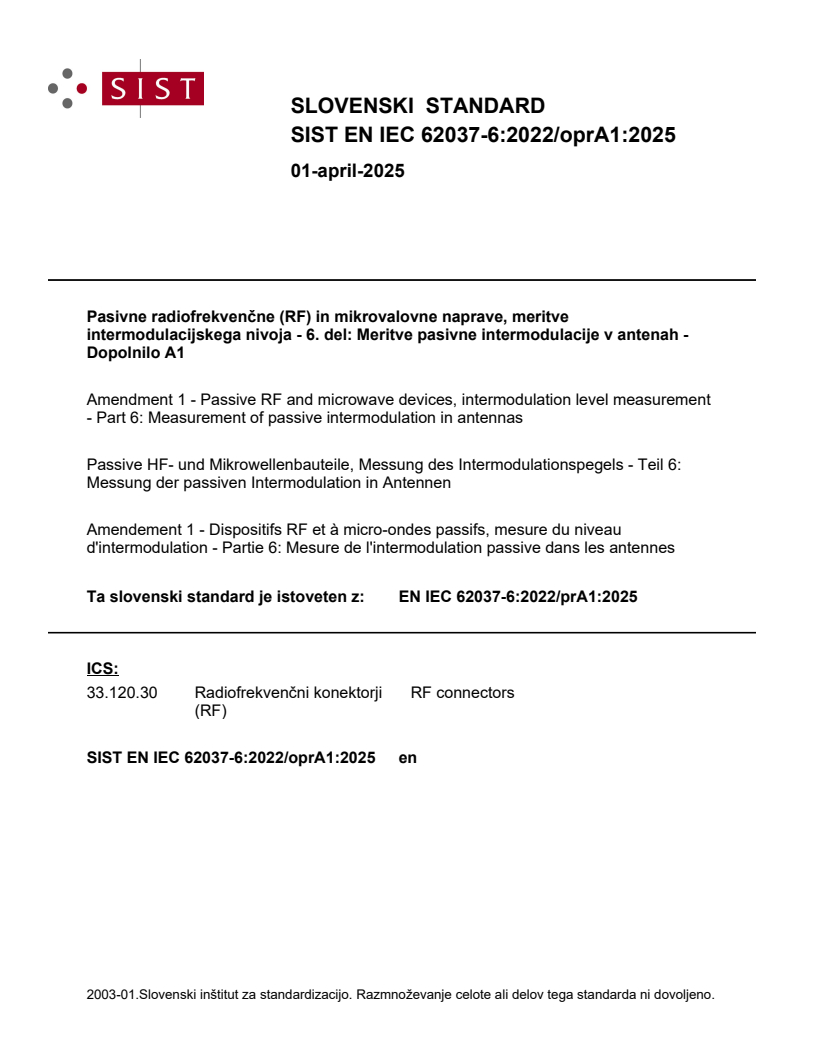 EN IEC 62037-6:2022/oprA1:2025