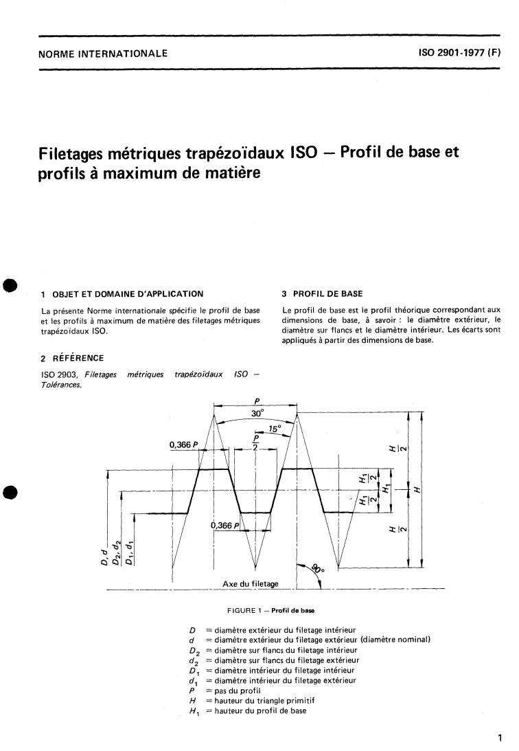 ISO 2901:1977 - ISO metric trapezoidal screw threads — Basic profile and maximum material profiles
Released:10/1/1977