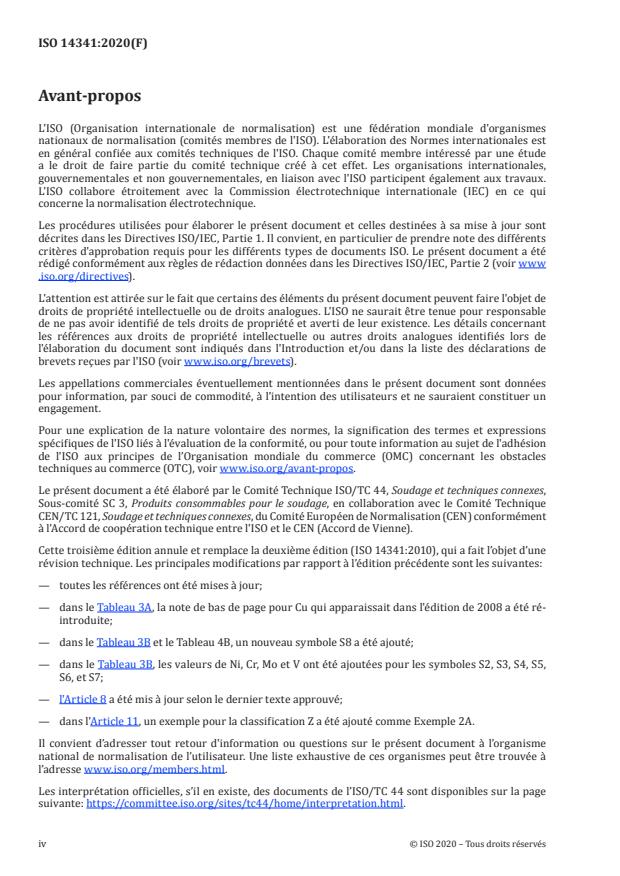 ISO 14341:2020 ISO 14341:2020 - Produits consommables pour le soudage -- Fils-électrodes et métaux d'apport déposés en soudage à l'arc sous protection gazeuse des aciers non alliés et à grains fins -- Classification - Page 4 preview