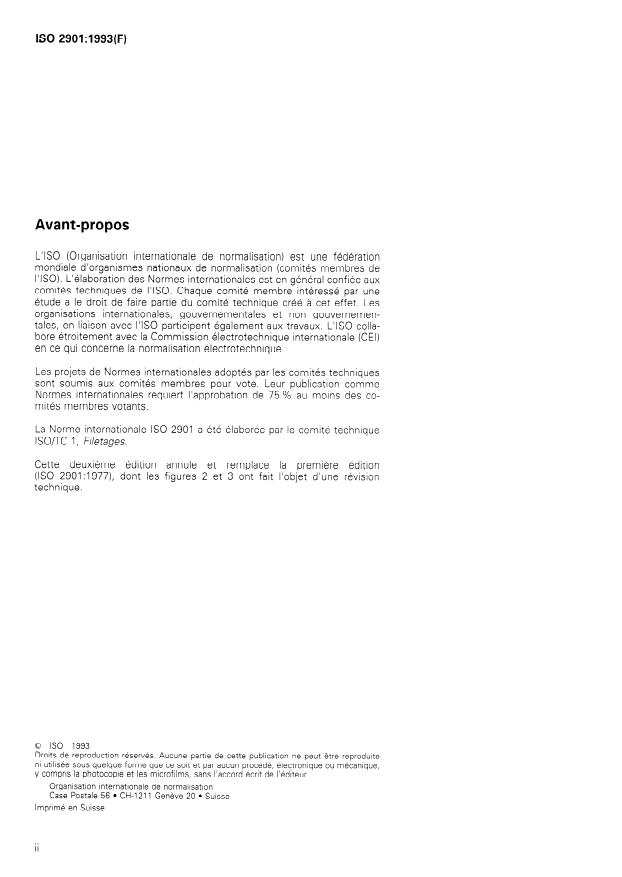 ISO 2901:1993 ISO 2901:1993 - Filetages métriques trapézoidaux ISO -- Profil de base et profils a maximum de matiere - Page 2 preview
