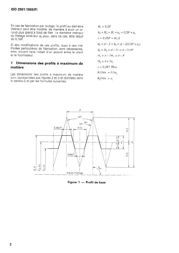 ISO 2901:1993 ISO 2901:1993 - Filetages métriques trapézoidaux ISO -- Profil de base et profils a maximum de matiere - Page 4 preview