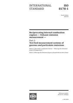 ISO 8178-1:2020 ISO 8178-1:2020 - Reciprocating internal combustion engines — Exhaust emission measurement — Part 1: Test-bed measurement systems of gaseous and particulate emissions
Released:6/24/2020 - Page 1 preview