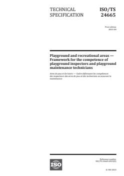 ISO/TS 24665:2023 - Playground and recreational areas — Framework for the competence of playground inspectors and playground maintenance technicians
Released:25. 08. 2023 - Page 1 preview