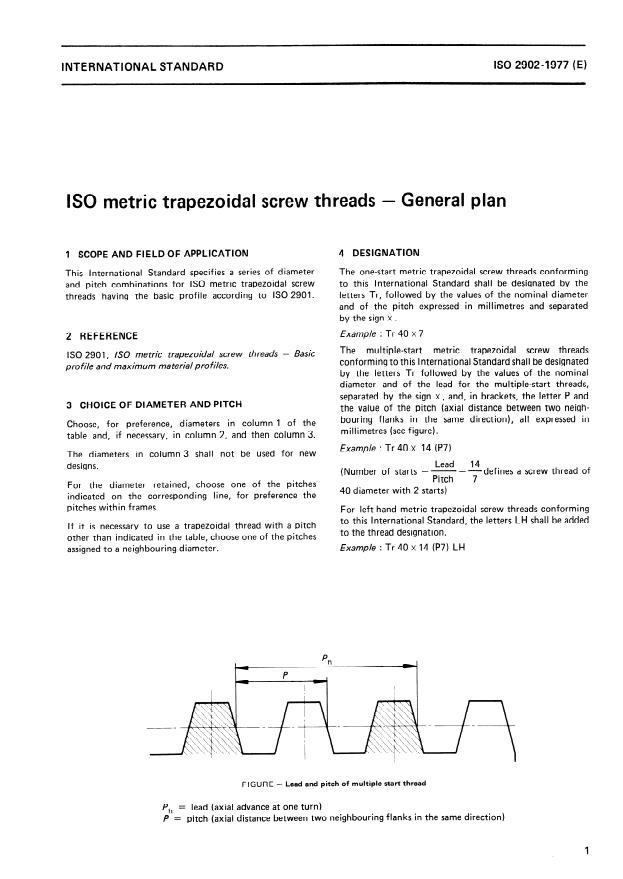 ISO 2902:1977 - ISO metric trapezoidal screw threads -- General plan