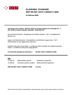 EN ISO 12312-1:2022/A11:2025 - Page 1 preview