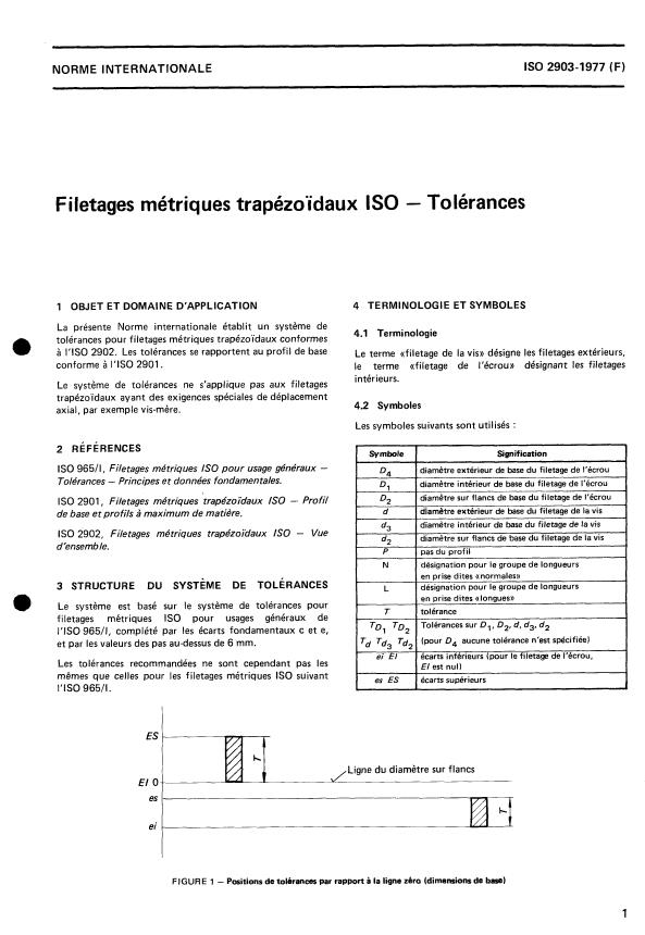 ISO 2903:1977 - Filetages métriques trapézoidaux ISO -- Tolérances