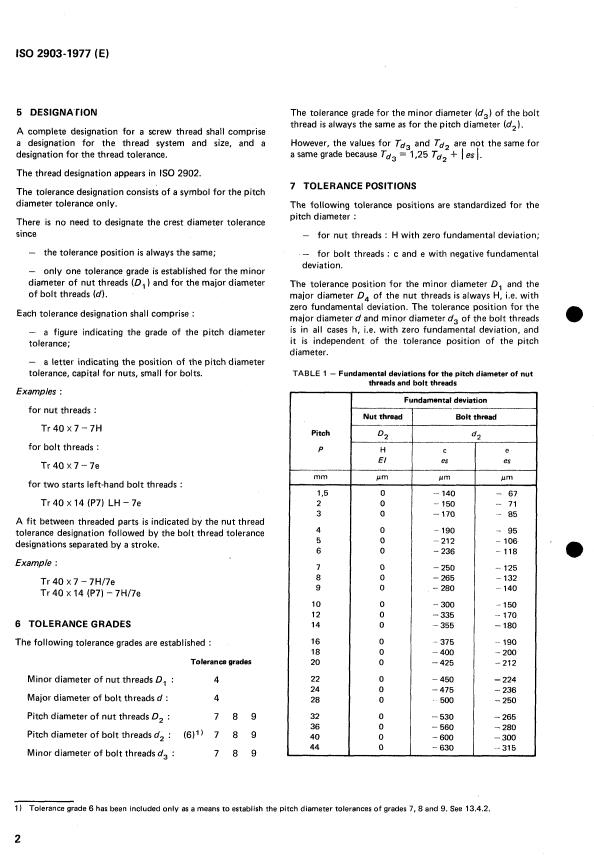 ISO 2903:1977 ISO 2903:1977 - ISO metric trapezoidal screw threads -- Tolerances - Page 4 preview