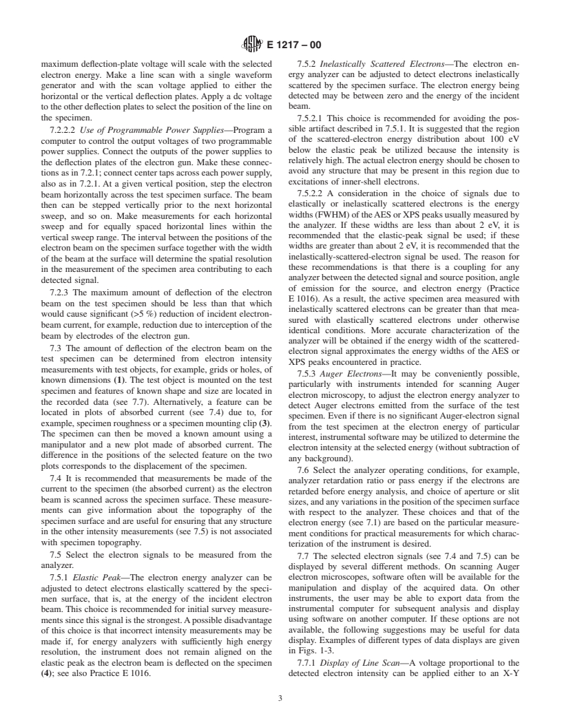 ASTM E1217-00 - Standard Practice for Determination of the Specimen Area Contributing to the Detected Signal in Auger Electron Spectrometers and Some  X-Ray Photoelectron Spectrometers