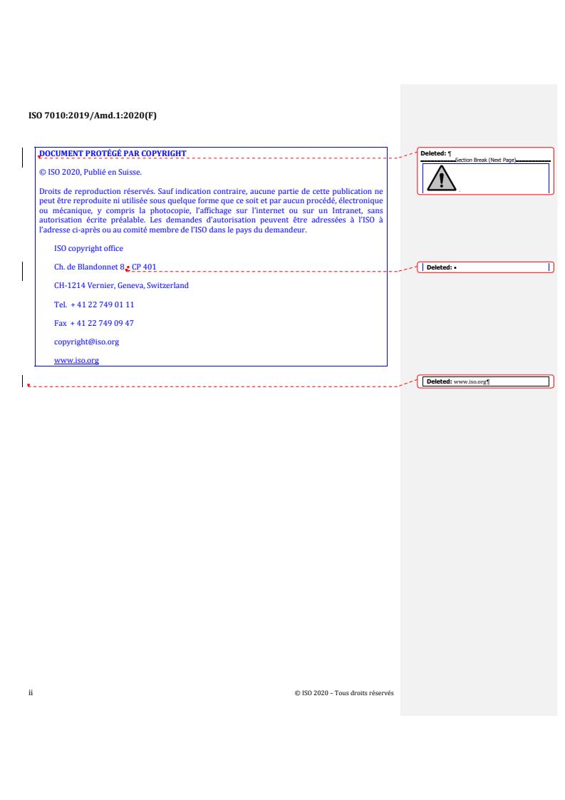 REDLINE ISO 7010:2019/Amd 1:2020 - Graphical symbols — Safety colours and safety signs — Registered safety signs — Amendment 1
Released:3/25/2020 - Page 2 preview