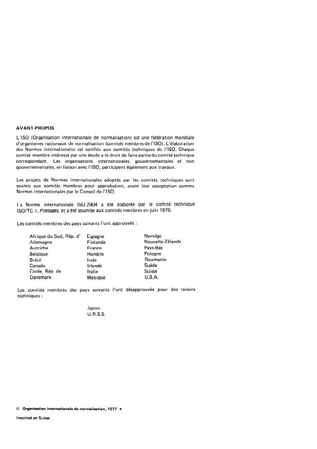 ISO 2904:1977 ISO 2904:1977 - Filetages métriques trapézoidaux ISO -- Dimensions de base - Page 2 preview