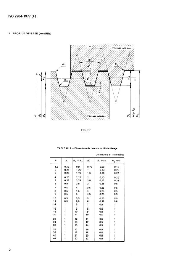 ISO 2904:1977 ISO 2904:1977 - Filetages métriques trapézoidaux ISO -- Dimensions de base - Page 4 preview