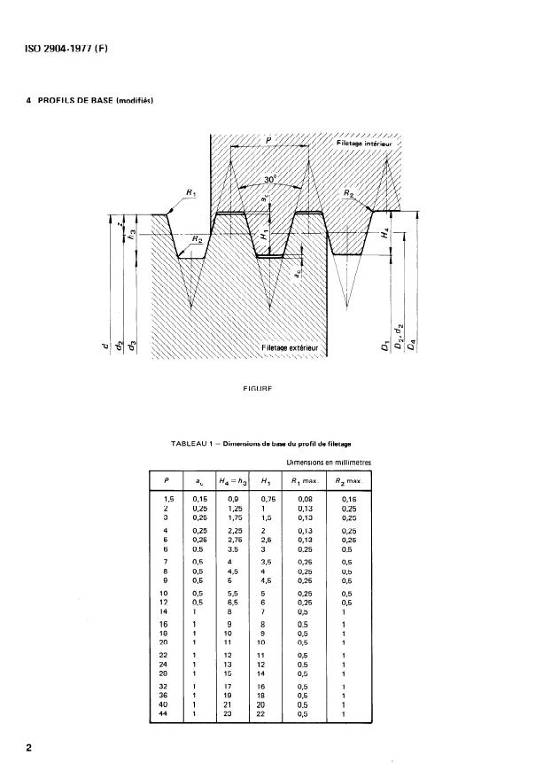 ISO 2904:1977 ISO 2904:1977 - Filetages métriques trapézoidaux ISO -- Dimensions de base - Page 4 preview