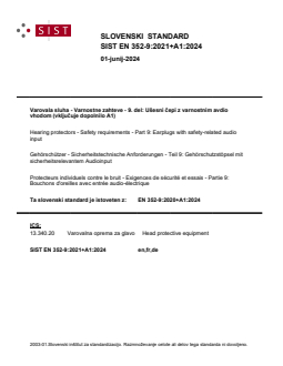 EN 352-9:2021+A1:2024 - Page 1 preview