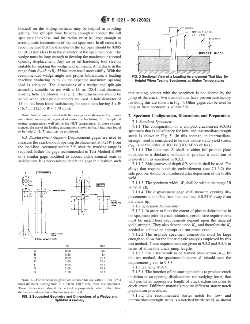 ASTM E1221-96(2002) - Standard Test Method for Determining Plane-Strain Crack-Arrest Fracture Toughness, K<sub>Ia</sub>, of Ferritic Steels