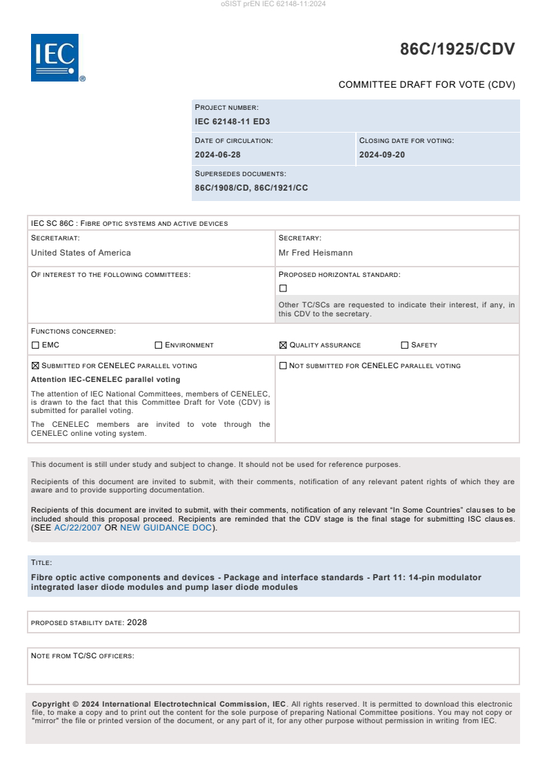 prEN IEC 62148-11:2024