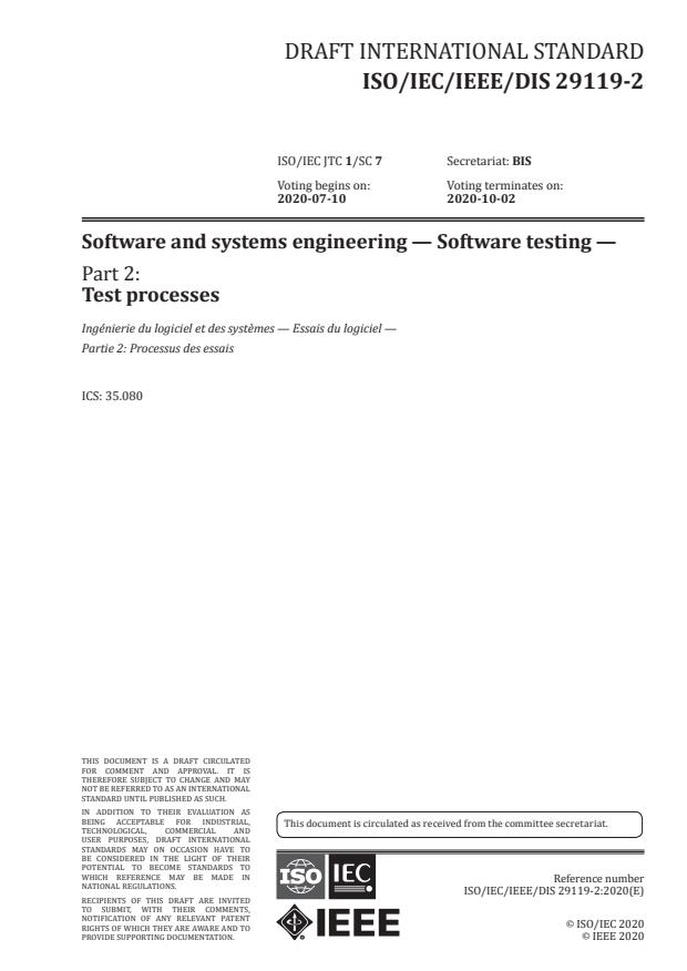ISO/IEC/IEEE DIS 29119-2