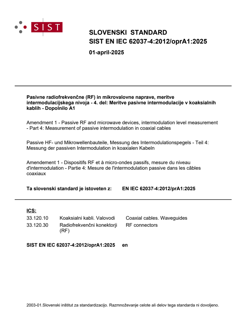 EN IEC 62037-4:2012/oprA1:2025 - BARVE