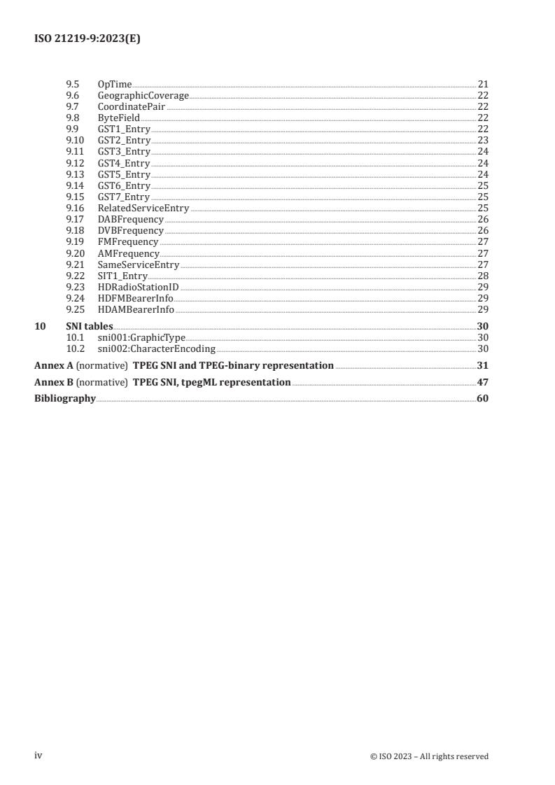 ISO 21219-9:2023 ISO 21219-9:2023 - Intelligent transport systems — Traffic and travel information (TTI) via transport protocol experts group, generation 2 (TPEG2) — Part 9: Service and network information (TPEG2-SNI)
Released:25. 05. 2023 - Page 4 preview