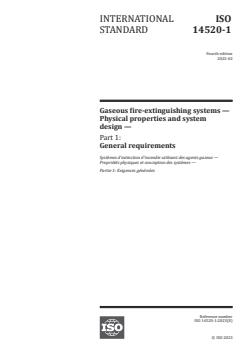 ISO 14520-1:2023 - Gaseous fire-extinguishing systems — Physical properties and system design — Part 1: General requirements
Released:2/3/2023 - Page 1 preview