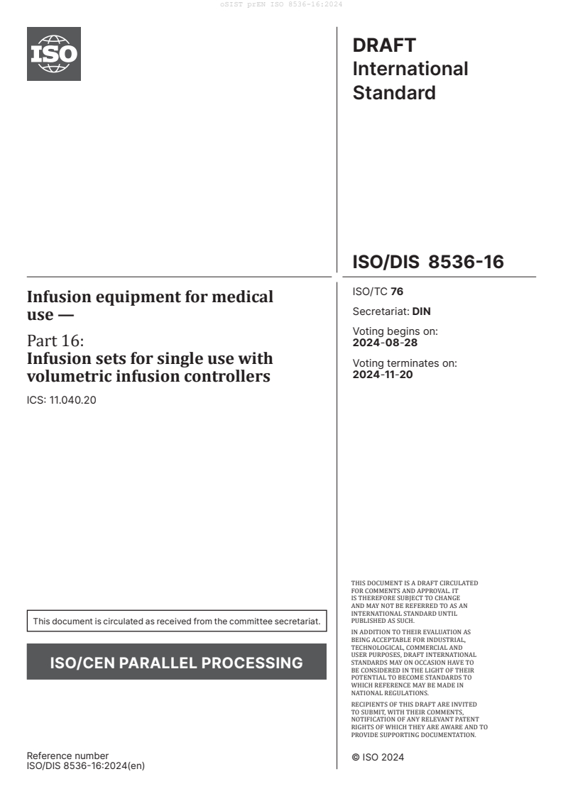 prEN ISO 8536-16:2024