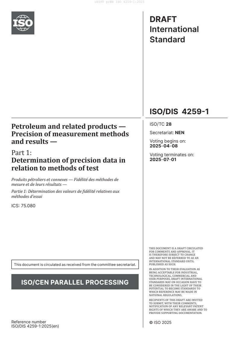 prEN ISO 4259-1:2025 - BARVE