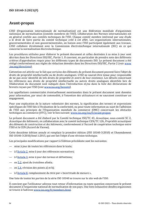 ISO 10140-3:2021 ISO 10140-3:2021 - Acoustique -- Mesurage en laboratoire de l'isolation acoustique des éléments de construction - Page 4 preview