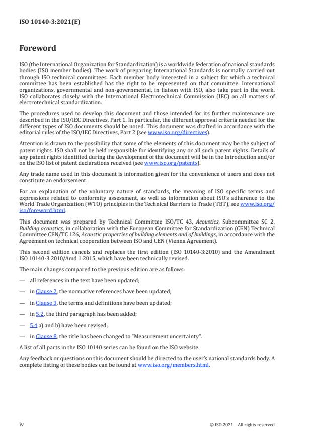 ISO 10140-3:2021 ISO 10140-3:2021 - Acoustics -- Laboratory measurement of sound insulation of building elements - Page 4 preview