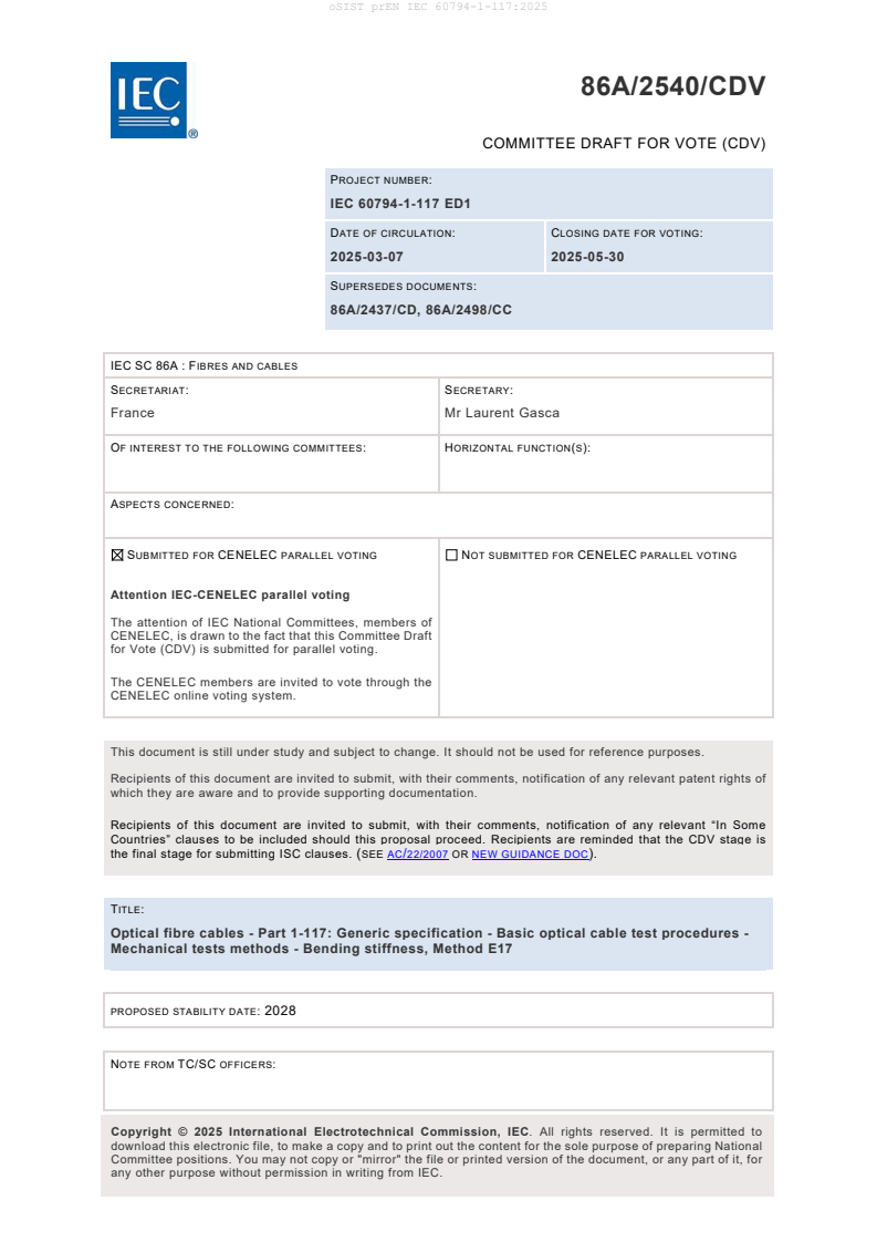 prEN IEC 60794-1-117:2025