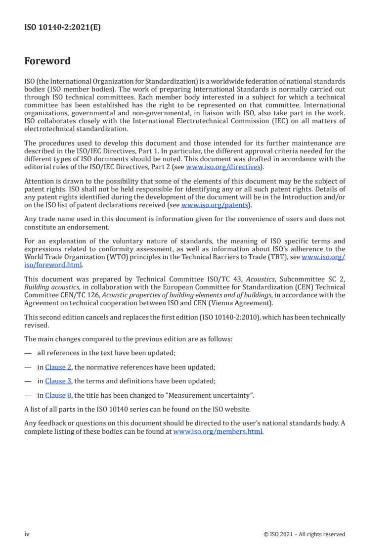 ISO 10140-2:2021 ISO 10140-2:2021 - Acoustics — Laboratory measurement of sound insulation of building elements — Part 2: Measurement of airborne sound insulation
Released:4/15/2021 - Page 4 preview