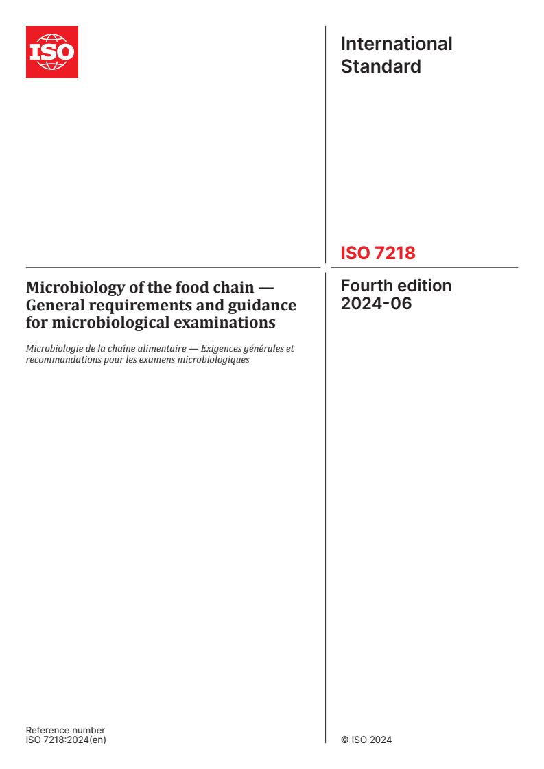 ISO 7218:2024 - Microbiology of the food chain — General requirements and guidance for microbiological examinations
Released:26. 06. 2024