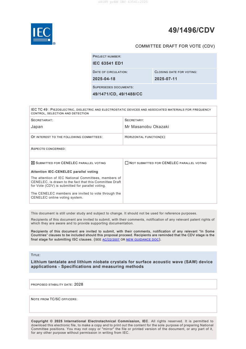 prEN IEC 63541:2025 - BARVE