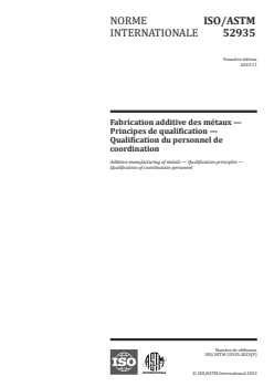 ISO/ASTM 52935:2023 - Fabrication additive des métaux — Principes de qualification — Qualification du personnel de coordination
Released:2. 11. 2023 - Page 1 preview