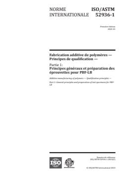 ISO/ASTM 52936-1:2023 ISO/ASTM 52936-1:2023 - Additive manufacturing of polymers — Qualification principles — Part 1: General principles and preparation of test specimens for PBF-LB
Released:13. 01. 2023 - Page 1 preview