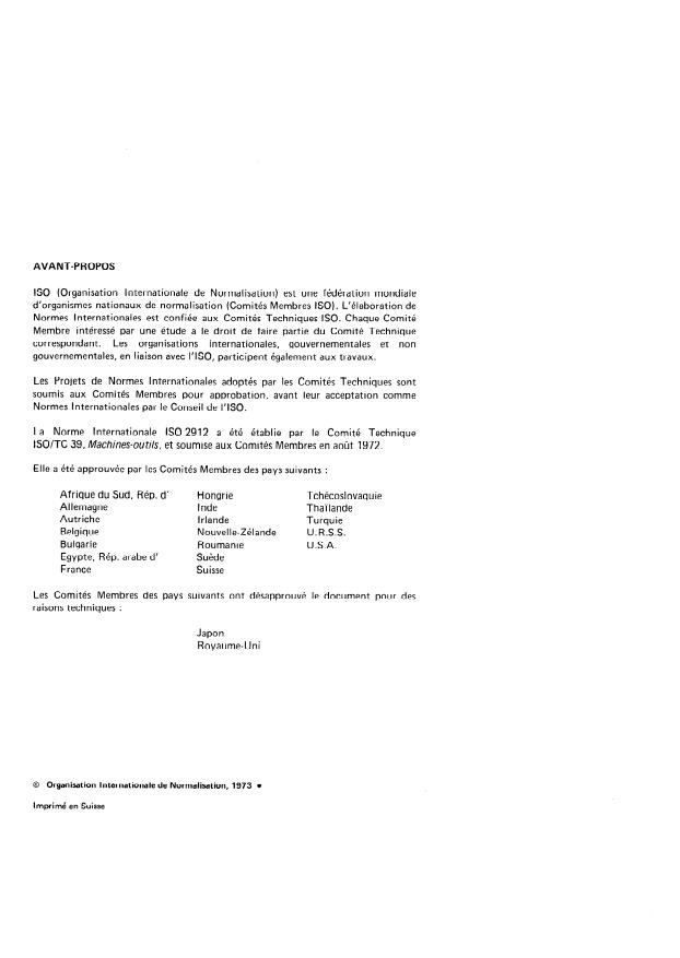 ISO 2912:1973 ISO 2912:1973 - Éléments standard pour la construction des machines-outils -- Tetes multibroches -- Dimensions de l'enveloppe et de l'arbre d'entraînement - Page 2 preview