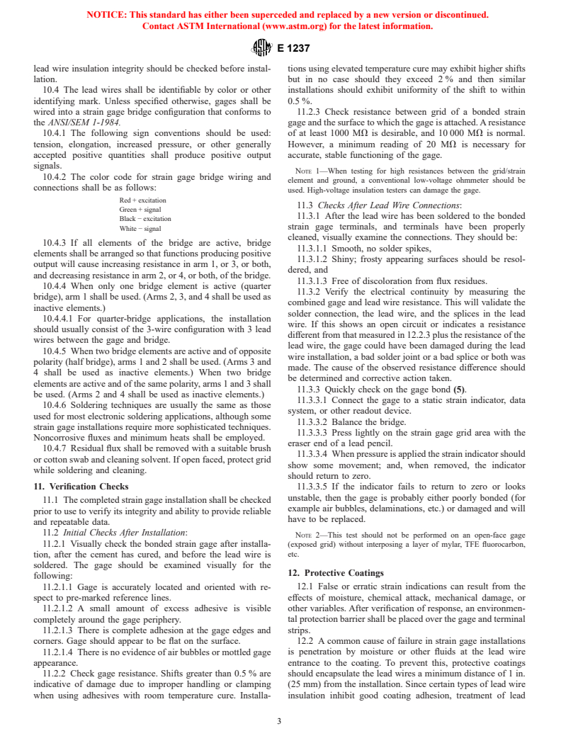 ASTM E1237-93(1998) - Standard Guide for Installing Bonded Resistance Strain Gages