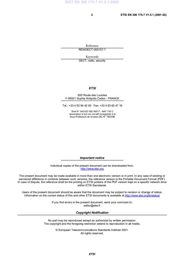 SIST EN 300 175-7 V1.5.1:2005 SIST EN 300 175-7 V1.5.1:2005 - Page 4 preview