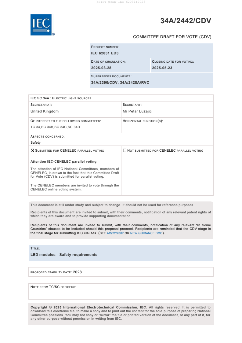 prEN IEC 62031:2025 - BARVE