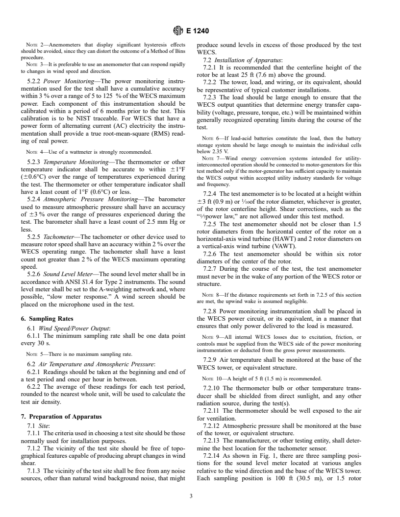 ASTM E1240-88(1996) - Test Method for Performance Testing of Wind Energy Conversion Systems (Withdrawn 2001)